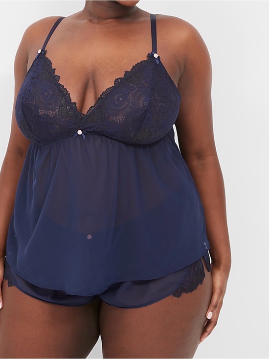 Cacique Other - Cacique Seriously Sexy Sheer Mesh Lace Cami Pajama Set Top/shorts Size 18-20